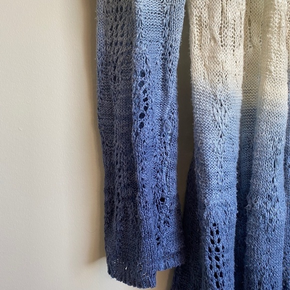Moth Anthropologie Crochet Long Open Front Gradient Color Cardigan Size Medium - Picture 3 of 12